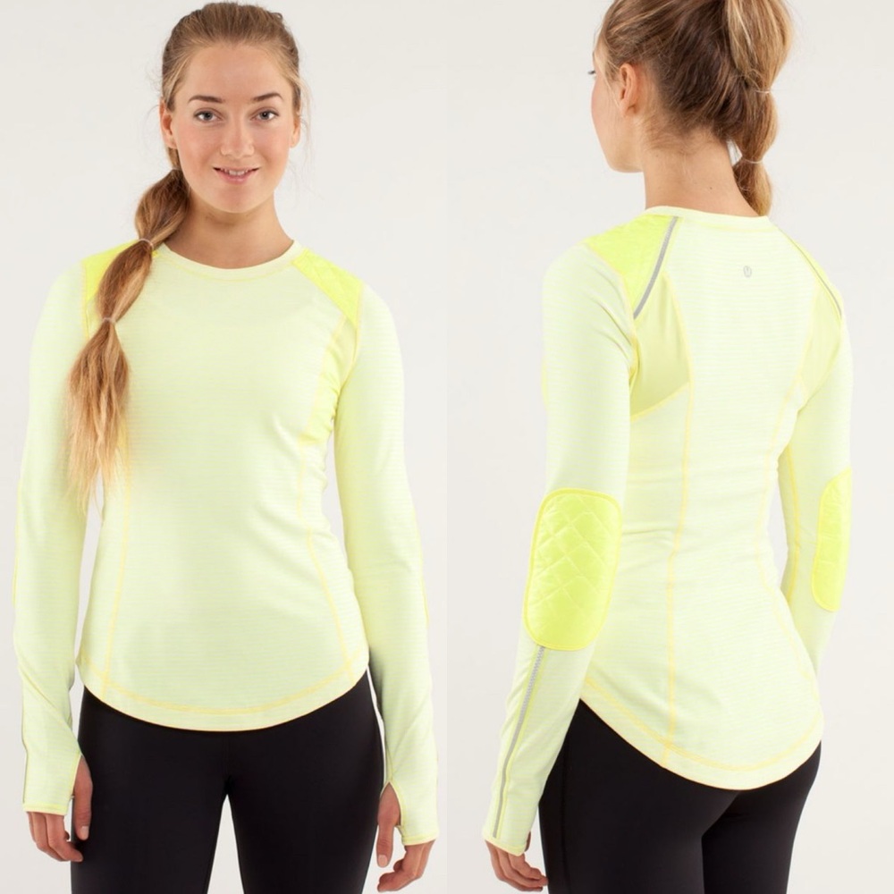 Rare Lululemon Run Ice Queen Long Sleeve Base Layer Womens Size 6 Yellow Stripes